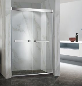 FH-080  不銹鋼無框雙趟門 （頂幼框．左右無框）